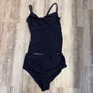 Athleta Blue Twister Tankini Swim Set size 36D/DD